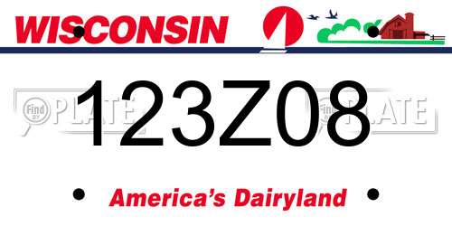 123Z08 Wisconsin License Plate