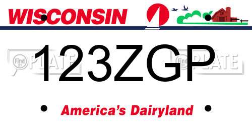 123ZGP Wisconsin License Plate