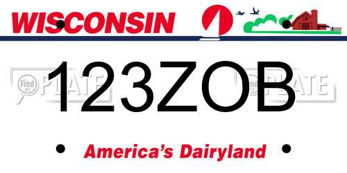 123ZOB Wisconsin License Plate