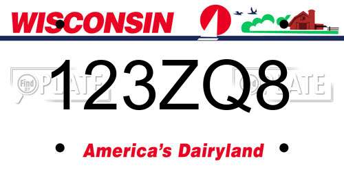 123ZQ8 Wisconsin License Plate