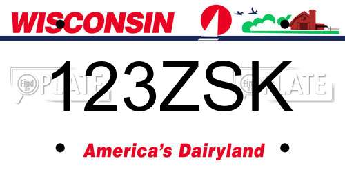 123ZSK Wisconsin License Plate