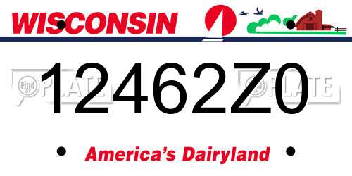 12462Z0 Wisconsin License Plate