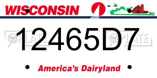 12465D7 Wisconsin License Plate