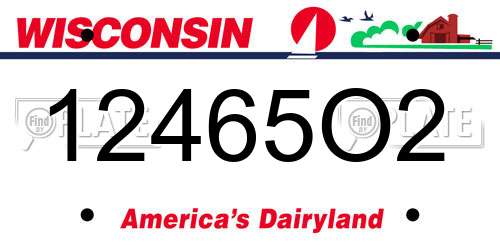 12465O2 Wisconsin License Plate