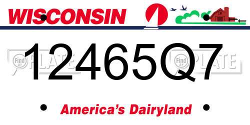 12465Q7 Wisconsin License Plate