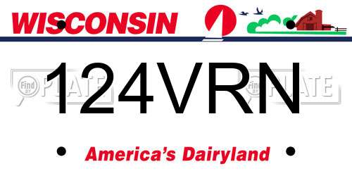 124VRN Wisconsin License Plate