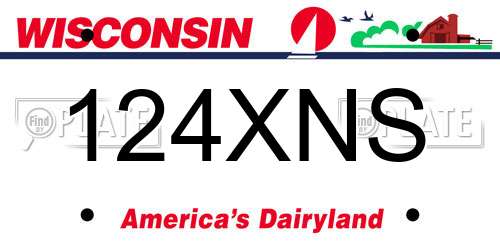 124XNS Wisconsin License Plate