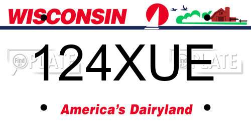 124XUE Wisconsin License Plate