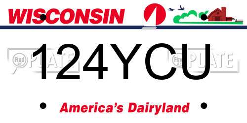 124YCU Wisconsin License Plate