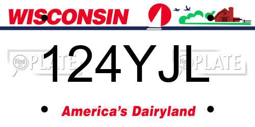124YJL Wisconsin License Plate