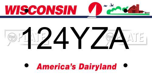 124YZA Wisconsin License Plate