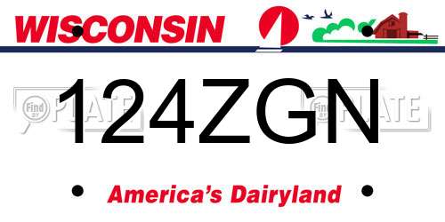 124ZGN Wisconsin License Plate