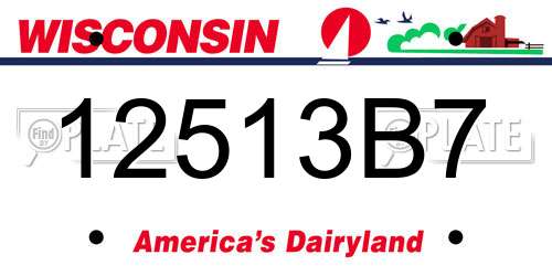12513B7 Wisconsin License Plate