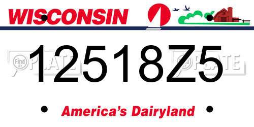 12518Z5 Wisconsin License Plate