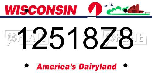 12518Z8 Wisconsin License Plate