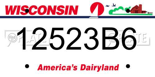 12523B6 Wisconsin License Plate