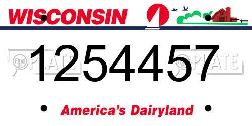 1254457 Wisconsin License Plate