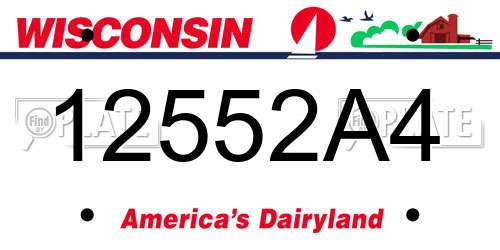12552A4 Wisconsin License Plate