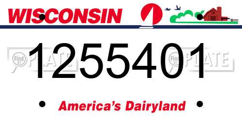 1255401 Wisconsin License Plate