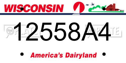 12558A4 Wisconsin License Plate