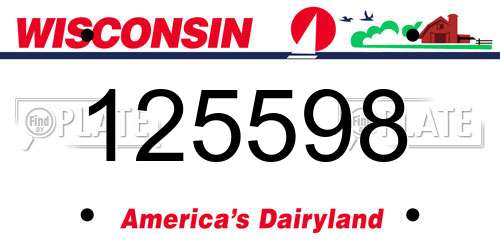 125598 Wisconsin License Plate