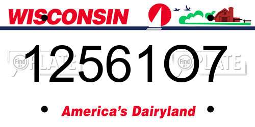 12561O7 Wisconsin License Plate