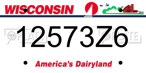 12573Z6 Wisconsin License Plate