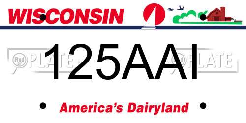125AAI Wisconsin License Plate
