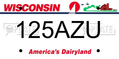 125AZU Wisconsin License Plate