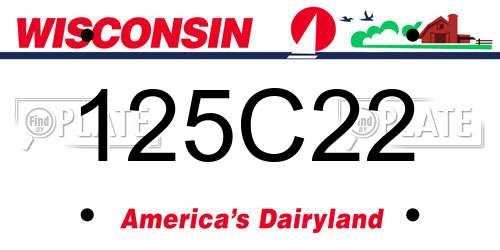 125C22 Wisconsin License Plate