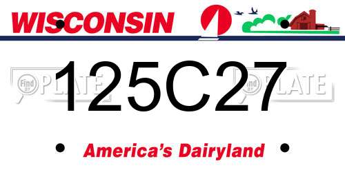 125C27 Wisconsin License Plate