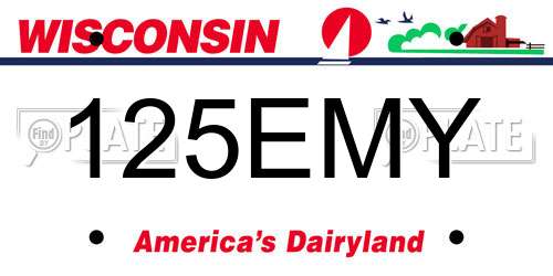 125EMY Wisconsin License Plate
