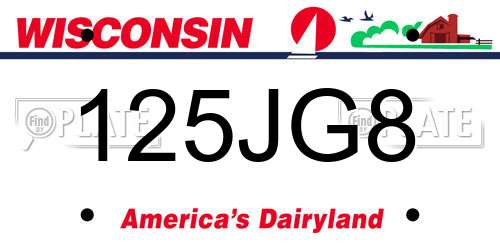 125JG8 Wisconsin License Plate