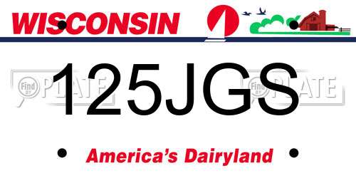 125JGS Wisconsin License Plate