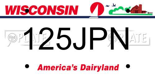125JPN Wisconsin License Plate