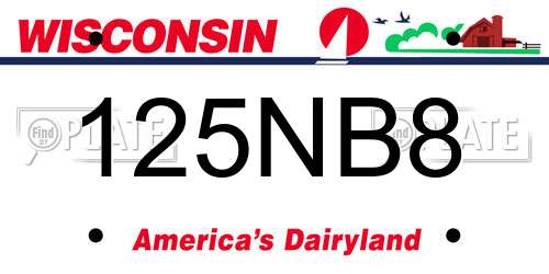 125NB8 Wisconsin License Plate