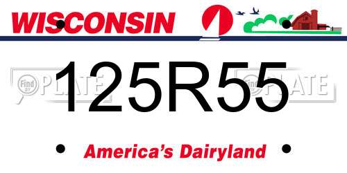 125R55 Wisconsin License Plate