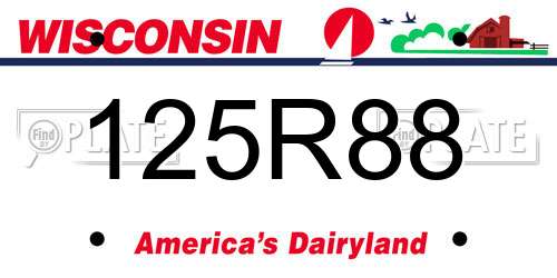 125R88 Wisconsin License Plate