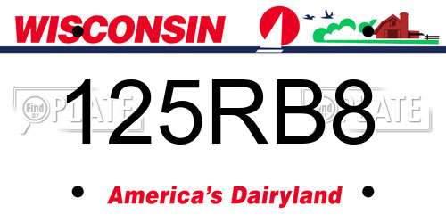 125RB8 Wisconsin License Plate