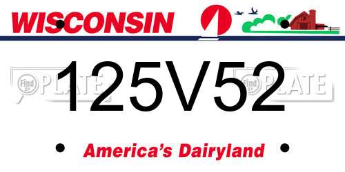 125V52 Wisconsin License Plate