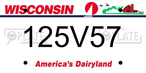 125V57 Wisconsin License Plate