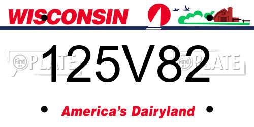125V82 Wisconsin License Plate