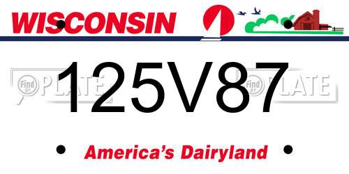 125V87 Wisconsin License Plate