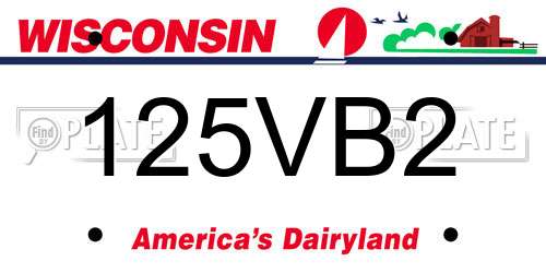 125VB2 Wisconsin License Plate