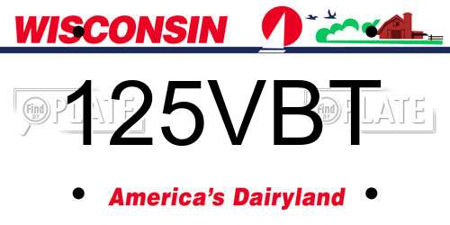 125VBT Wisconsin License Plate