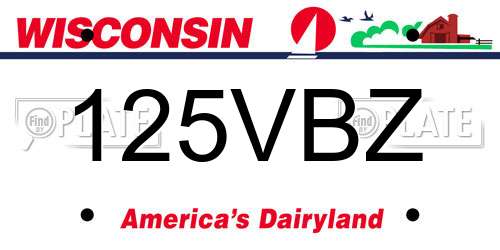 125VBZ Wisconsin License Plate
