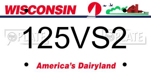 125VS2 Wisconsin License Plate