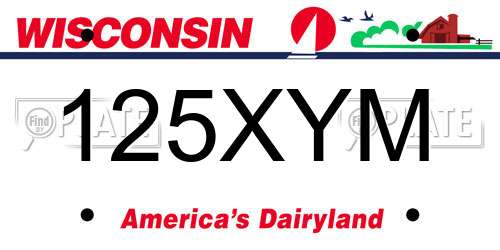 125XYM Wisconsin License Plate