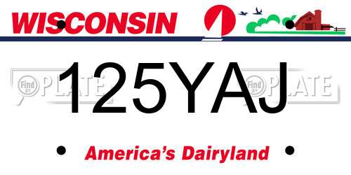125YAJ Wisconsin License Plate