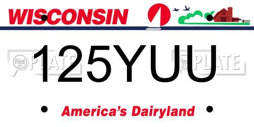 125YUU Wisconsin License Plate